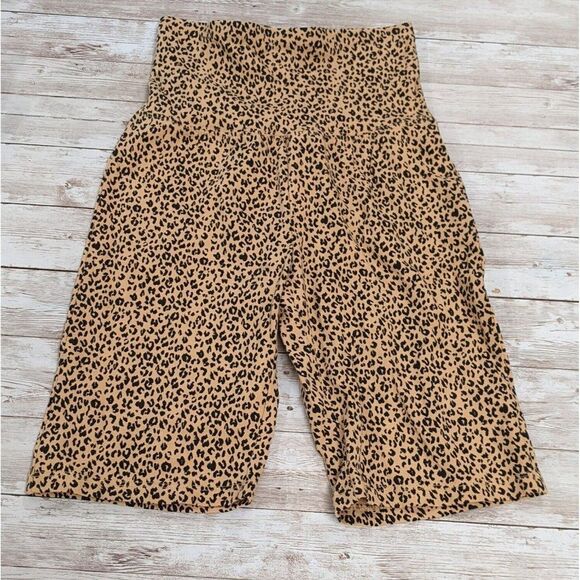 BP. Womens Size XXS Tan Animal Print Stretch Pull On Activewear Biker Shorts - Picture 1 of 6